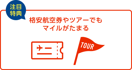 [注目特典] 格安航空券やツアーでもマイルがたまる