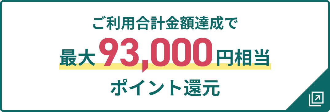 ご利用合計金額達成で最大93,000円相当ポイント還元