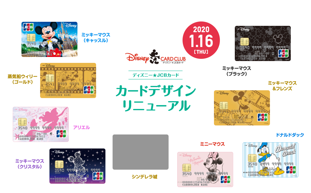 ディズニー★JCBカード カードデザインリニューアル 新カードデザインラインナップ