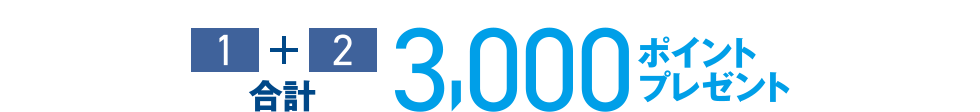 [1] ＋ [2] 合計 3,000ポイントプレゼント
