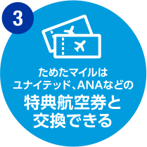 [3]ためたマイルはユナイテッド、ANAなどの特典航空券と交換できる