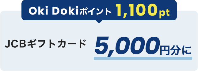Oki Dokiポイント 1,050pt JCBギフトカード 5,000円分に